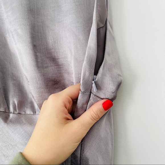 Asos Dark Gray Satin Cowl Back Midi Dress - Picture 6 of 8